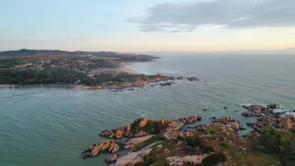 Letecký Pohled Moře Mui Vietnam Vidět Celý Záliv Severu Jižnímu — Stock video