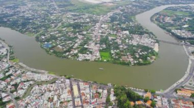 Thu Dau Mot şehri, Binh Duong Eyaleti, Vietnam, hava manzaralı. Burası Vietnam 'ın Güneydoğu bölgesinde yeni kurulan bir şehir.