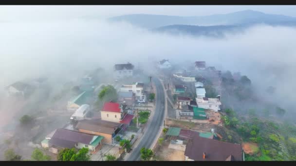 Vista Aérea Dos Subúrbios Xuan Tho Perto Cidade Lat Manhã — Vídeo de Stock