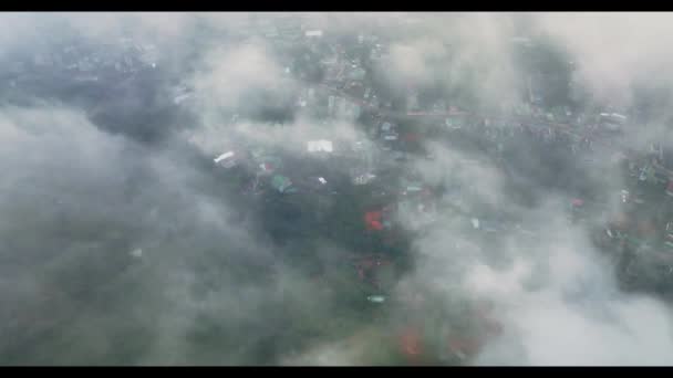 Luchtfoto Van Bao Loc Stadsgezicht Morgens Met Mistige Lucht Vietnam — Stockvideo