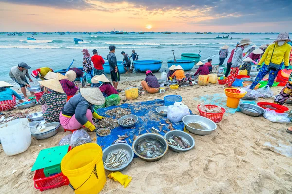 Mui Vietnam Julio 2022 Mui Mercado Pescado Por Mañana Pueblo — Foto de Stock