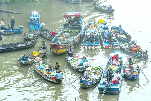 Can Tho Vietnam Enero 2023 Los Agricultores Compran Abarrotados Mercado — Foto de Stock