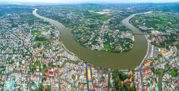 stock image Thu Dau Mot city, Binh Duong Province, Vietnam, aerial view. This is a newly formed city in Southeast region of Vietnam