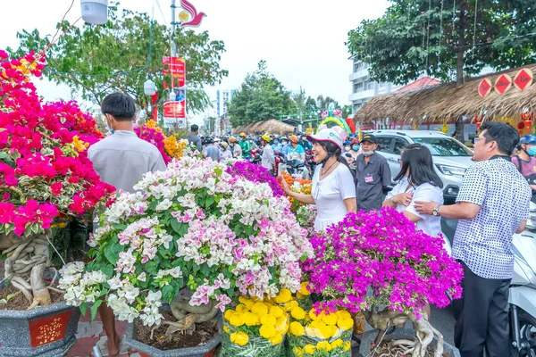 Chi Minh City Vietnam January 18Th 2023 Bustle Buying Flowers — Stock Photo, Image