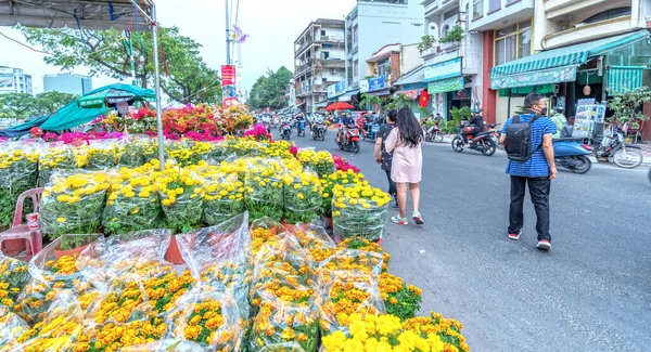 Chi Minh City Βιετνάμ Ιανουαρίου 2023 Bustle Buying Flowers Flower — Φωτογραφία Αρχείου