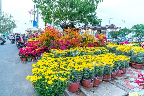 Chi Minh City Vietnam Január 2023 Nyüzsgő Vásárol Virágok Virágpiacon — Stock Fotó