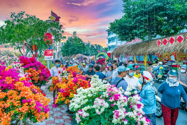 Chi Minh City Vietnam January 18Th 2023 Bustle Buying Flowers — Stock Photo, Image