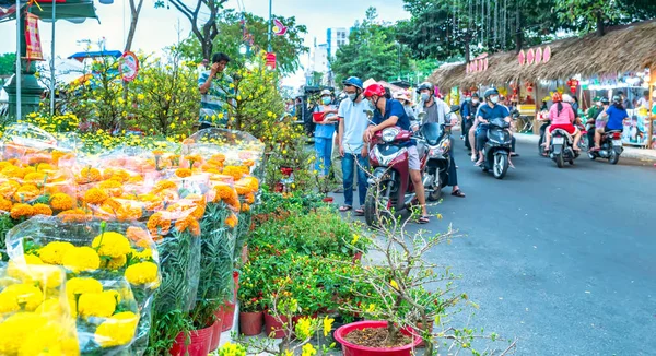 Chi Minh City Βιετνάμ Ιανουαρίου 2023 Bustle Buying Flowers Flower — Φωτογραφία Αρχείου
