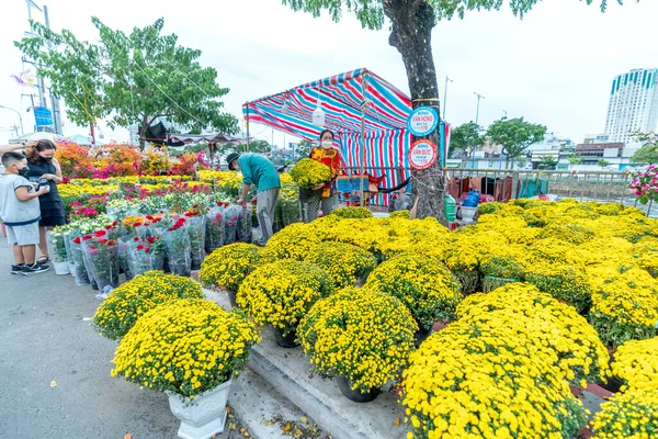 Chi Minh Ville Vietnam Janvier 2023 Agitation Acheter Des Fleurs — Photo