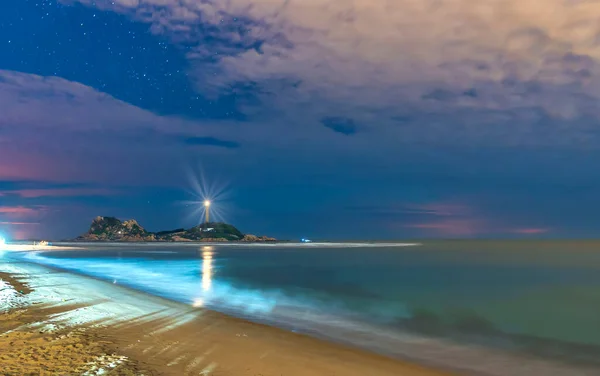 Lighthouse Noci Poblíž Mui Vietnam Tohle Nejstarší Maják Ostrově Poblíž — Stock fotografie