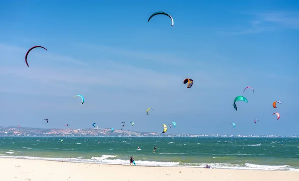 Mui Vietnam February 11Th 2023 Kite Surfing Many Silhouettes Kites — Stock Photo, Image