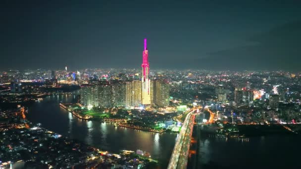 Місто Хошимін Єтнам Серпня 2023 Року Вид Горизонт Міста Хошимін — стокове відео