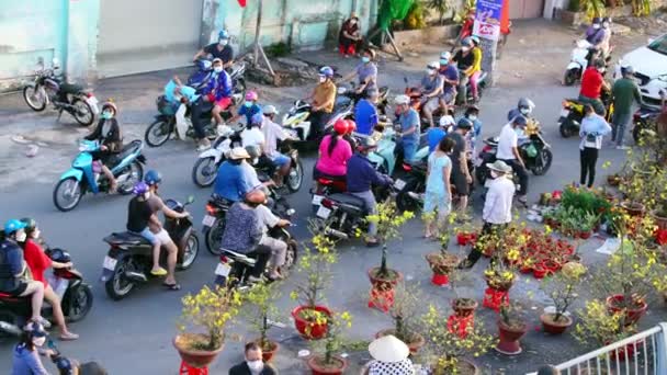 Chi Minh City Vietnam Januar 2022 Bustle Med Kjøpe Blomster – stockvideo