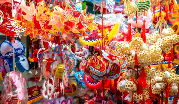 Chi Minh City Vietnam Septiembre 2023 Colorida Linterna Tradicional Mercado — Foto de Stock