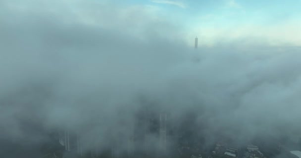 Вид Воздуха Самый Высокий Небоскреб Хошимине Туманный Зимний День Феттель — стоковое видео