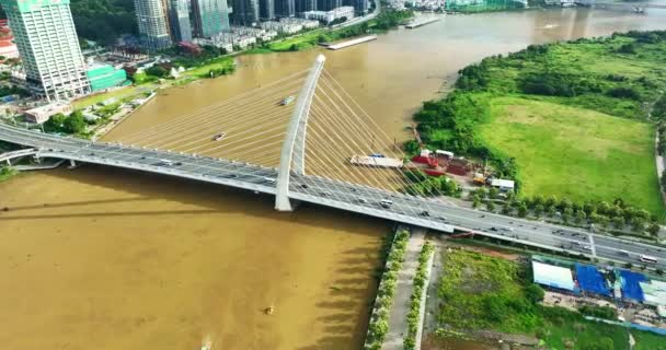 Chi Minh Wietnam Września 2023 Widok Lotu Ptaka Most Son — Wideo stockowe
