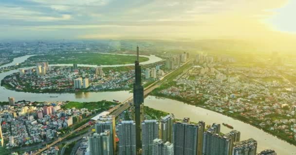 Veduta Aerea Chi Minh Grattacielo Futuristico Skyline Città Urbana Una — Video Stock