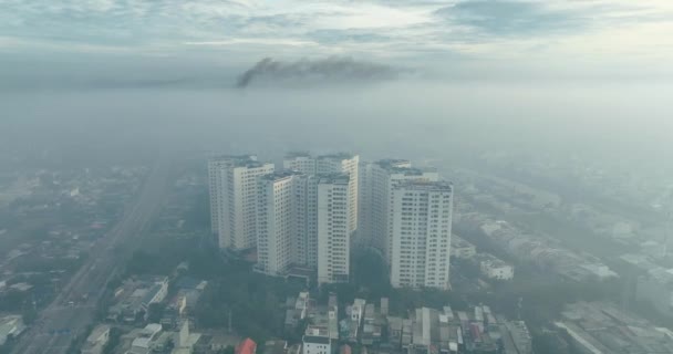 Повітряний Вид Сайгону Цитарний Ландшафт Вранці Туманним Небом Південному Єтнамі — стокове відео