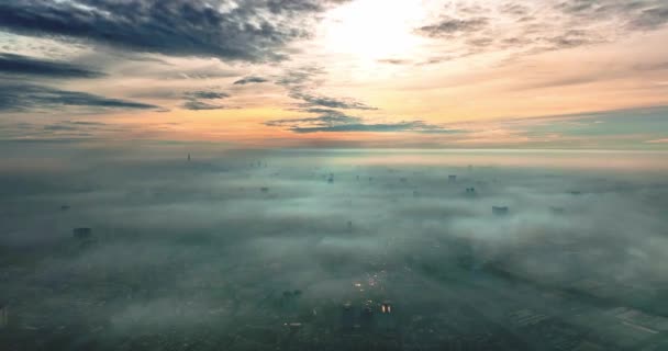 Aerial Kilátás Saigon Városkép Reggel Ködös Dél Vietnamban Városfejlesztési Struktúra — Stock videók