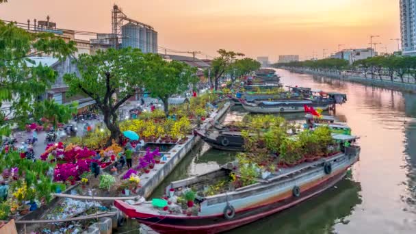 Chi Minh Byen Vietnam Januar 2022 Tidsforsinkelse Bytte Kjøpe Blomster – stockvideo