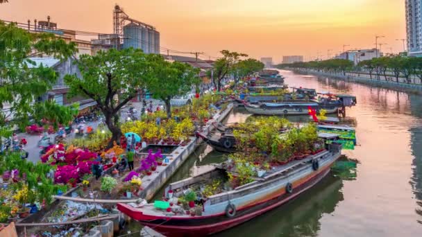 Хошимин Вьетнам Января 2022 Года Время Истекло Суета Покупки Цветов — стоковое видео