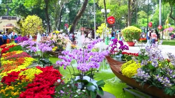 Chi Minh City Vietnam Januari 2023 Festivalscène Tao Dan Park — Stockvideo