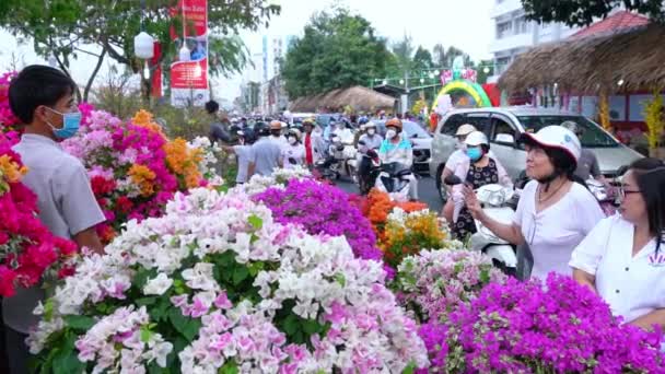Chi Minh City Vietnam Ledna 2023 Bustle Nákupu Květin Květinovém — Stock video