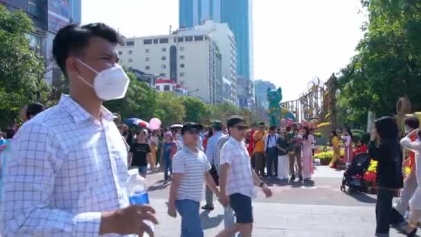 Chi Minh Ville Vietnam Janvier 2023 Marche Matin Rue Nouvel — Video