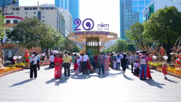 Chi Minh City Vietnam January 21St 2023 Walking Street Morning — Stock Video