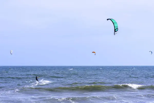 Mui Vietnam November 29Th 2023 Kite Surfing Many Silhouettes Kites — Stock Photo, Image