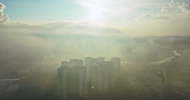 Vista Aérea Paisagem Urbana Saigão Manhã Com Céu Nebuloso Sul — Vídeo de Stock