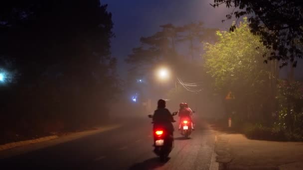 Lat Vietnam Aprile 2023 Scena Notturna Sulla Strada Suburbana Quando — Video Stock