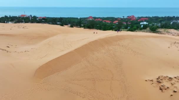 Stark Γεωγραφική Αντίθεση Μεταξύ Άμμου Και Νερού Κοντά Mui Βιετνάμ — Αρχείο Βίντεο