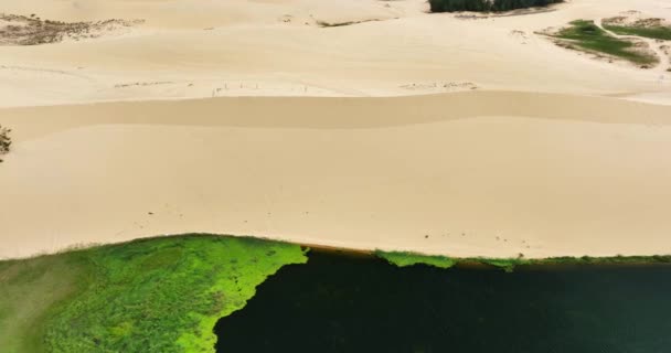 Stark Geografický Kontrast Mezi Pískem Vodou Blízkosti Mui Vietnam Mui — Stock video