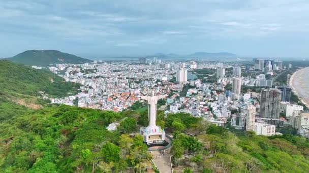 Vung Tau Βιετνάμ Νοεμβρίου 2023 Αεροφωτογραφία Της Παράκτιας Πόλης Vung — Αρχείο Βίντεο