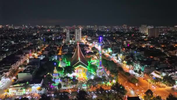 Chi Minh Ville Vietnam Décembre 2023 Vue Aérienne Cathédrale Phaolo — Video