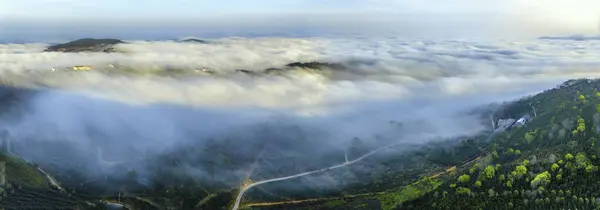 Вид Воздуха Пригороды Кау Дат Возле Города Лат Утром Туманным Лицензионные Стоковые Изображения