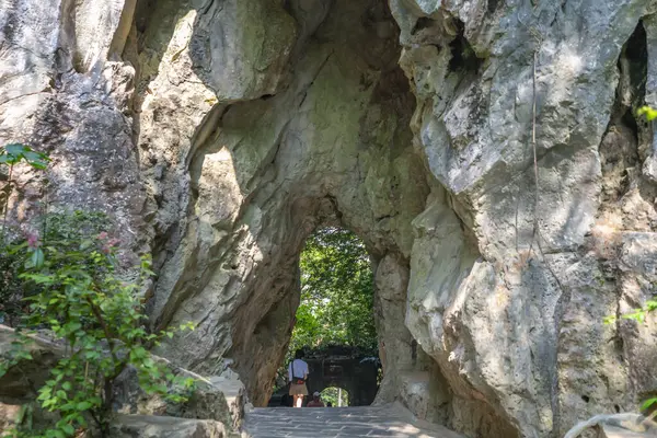 stock image Da Nang, Vietnam - April 15th, 2024: Buddhist pagoda in Huyen Khong cave on Marble Mountain at Da Nang city, Vietnam. Da Nang is biggest city of Middle Vietnam.