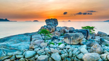 Landscape sunrise on Hon Chong cape, Nha Trang, Vietnam. A peaceful place to welcome peace on the bay