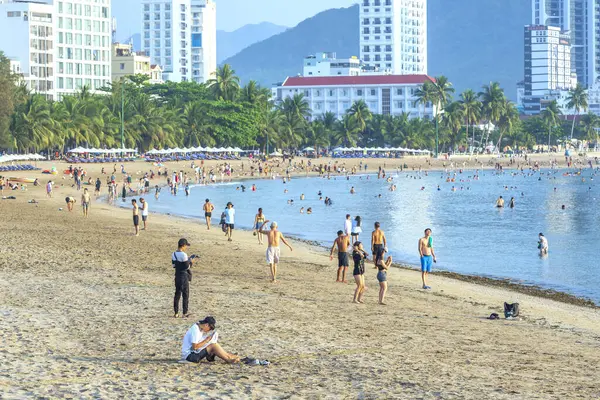 Stock image Nha Trang, Vietnam - April 20th, 2024: The coastal city of Nha Trang in the morning, beautiful coastline. This is a city that attracts to relax in central Vietnam