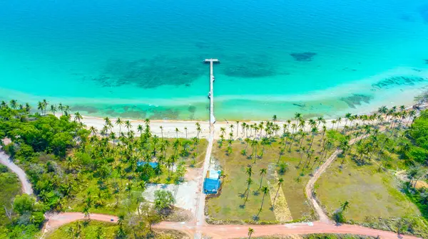 stock image Aerial view of beautiful landscape in Thom island (a tranquil island with beautiful beach) in Phu Quoc, Kien Giang, Vietnam. Travel concept