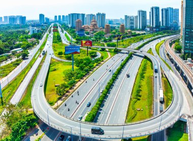 Shenzhen şehrinde otoyol ve hava manzarası