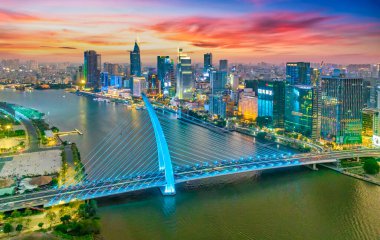 Hong Kong şehrinin manzarası