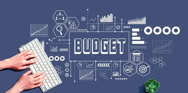 Budget Theme Person Using Computer Keyboard — Foto Stock