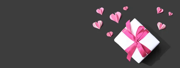 Dia Dos Namorados Tema Apreciação Com Uma Caixa Presente Corações — Fotografia de Stock