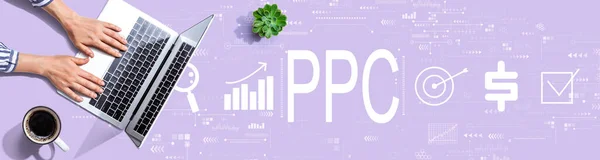 Ppc Pay Click Concept Met Persoon Met Behulp Van Een — Stockfoto