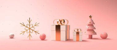 Noel hediye kutuları ve süsler - 3 boyutlu resimleme