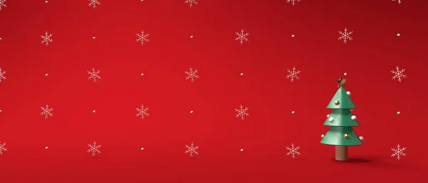 Arbres Noël Avec Flocons Neige Illustration Rendu — Photo
