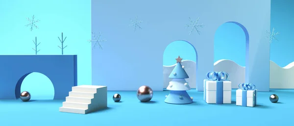 Décoration Noël Avec Des Formes Géométriques Rendu — Photo