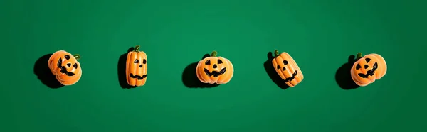 Miniature Halloween Fantômes Citrouille Vue Aérienne Plat — Photo